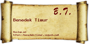 Benedek Timur névjegykártya